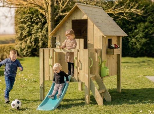 Maison de jeu Dream 60 avec toboggan JoyPet · Bois d’épicéa imprégné