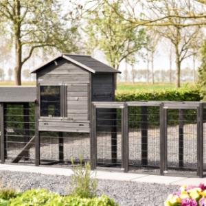 L’enclos d’extension Functional peut être relié de différentes manières au poulailler Prestige Large et à l’enclos d’extension Space Large