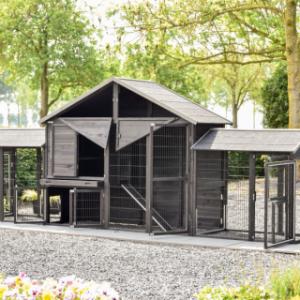 Avec ses nombreuses portes, le clapier Holiday Large est particulièrement pratique