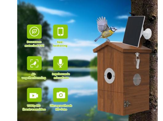 Nichoir à oiseaux avec caméra et panneau solaire Sanilu