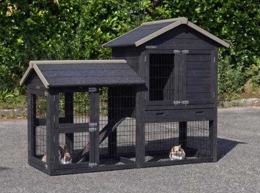 Clapier pour lapin Prestige Small avec enclos à gauche 162x72x122cm