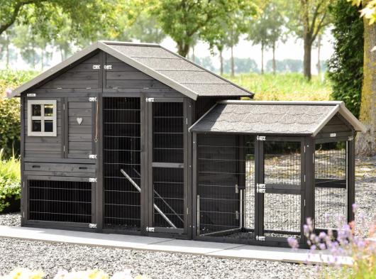 Clapier pour lapin Holiday Medium Black avec enclos Space Medium 284x88x151cm