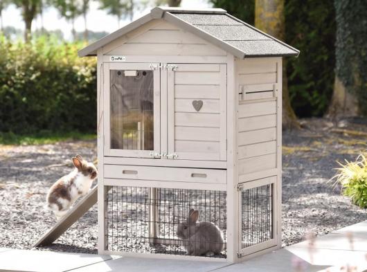 Clapier pour lapin Prestige Small Light-grey · 88x72x122cm