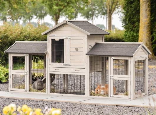 Clapier pour lapin Prestige Small Light-grey Double 237x72x122cm
