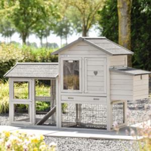 Poulailler Prestige Small Light-grey avec enclos et pondoir 191x72x122cm