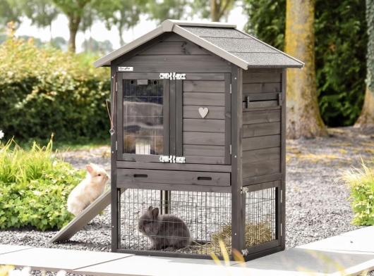 Clapier pour lapin Prestige Small Black · 88x72x122cm