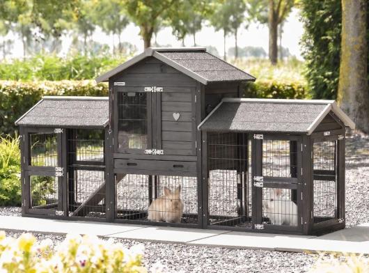 Clapier pour lapin Prestige Small Black Double 237x72x122cm