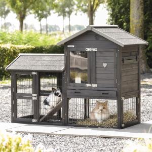 Clapier pour lapin Prestige Small Black avec enclos 162x77x122cm