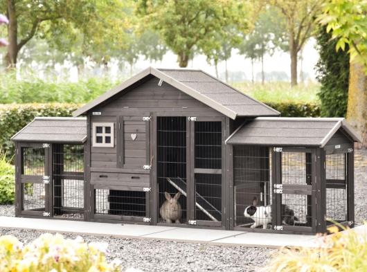Clapier pour lapin Holiday Small Black Double 299x73x128cm