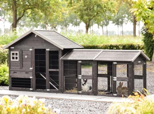 Clapier pour lapin Holiday Small avec 2 enclos Space 302x73x128cm