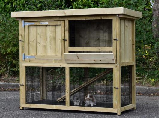 Clapier à lapins Axi Maxi bois d'épicéa traité 146x67x118cm
