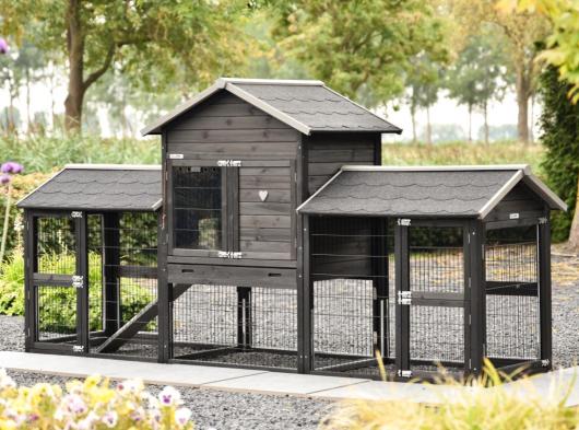 Clapier Prestige Medium avec double enclos Black anti-rongeage 299x90x150 cm