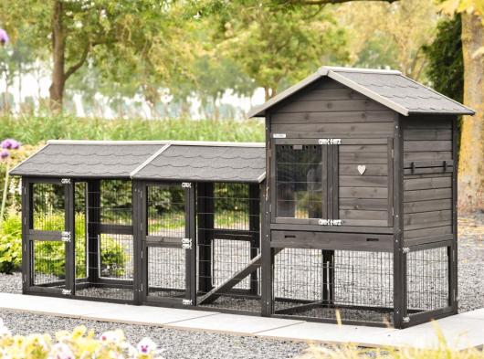 Clapier Prestige Medium Black avec 2 enclos 301x91x150 cm