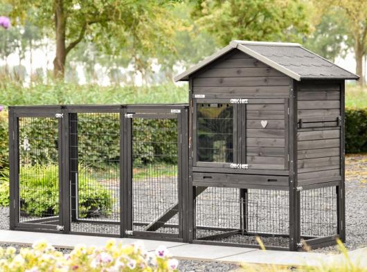 Clapier pour lapin Prestige Medium Black avec enclos Functional 278x90x150cm