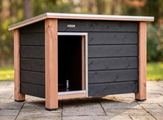 Niche pour chien isolée Ferro noir/Douglas 129x85x85cm