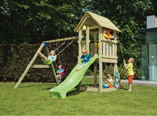 Équipment de jeux Kiosk bas avec balançoire et toboggan - Blue Rabbit