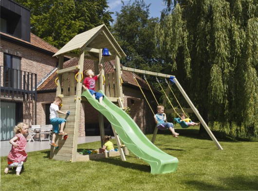 Aire de jeux en bois Blue Rabbit Belvedere avec balançoire et toboggan