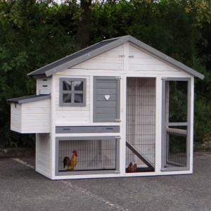 Poulailler Holiday medium blanc-gris avec pondoir